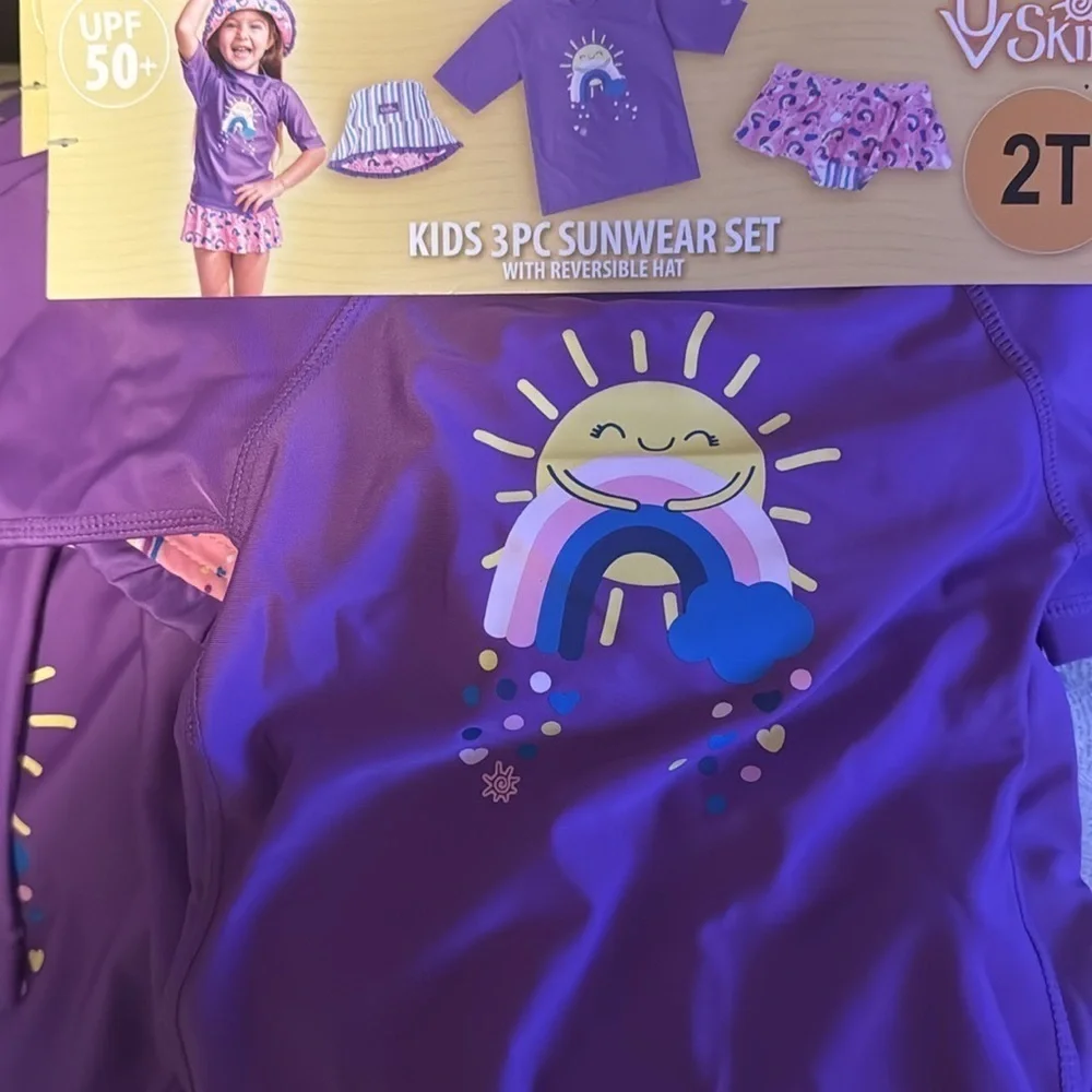 UV Skinz Kids' 3-piece Sunwear Swim Set w Reversible Hat 12-18 Months